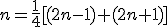 n=\frac{1}{4}[(2n-1)+(2n+1)]